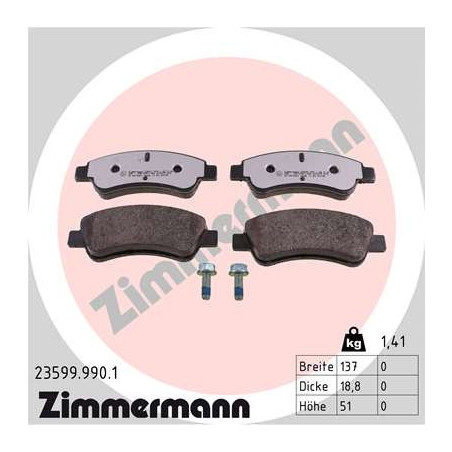 ZIMMERMANN 23599.990.1 Brzdové destičky Přední pro