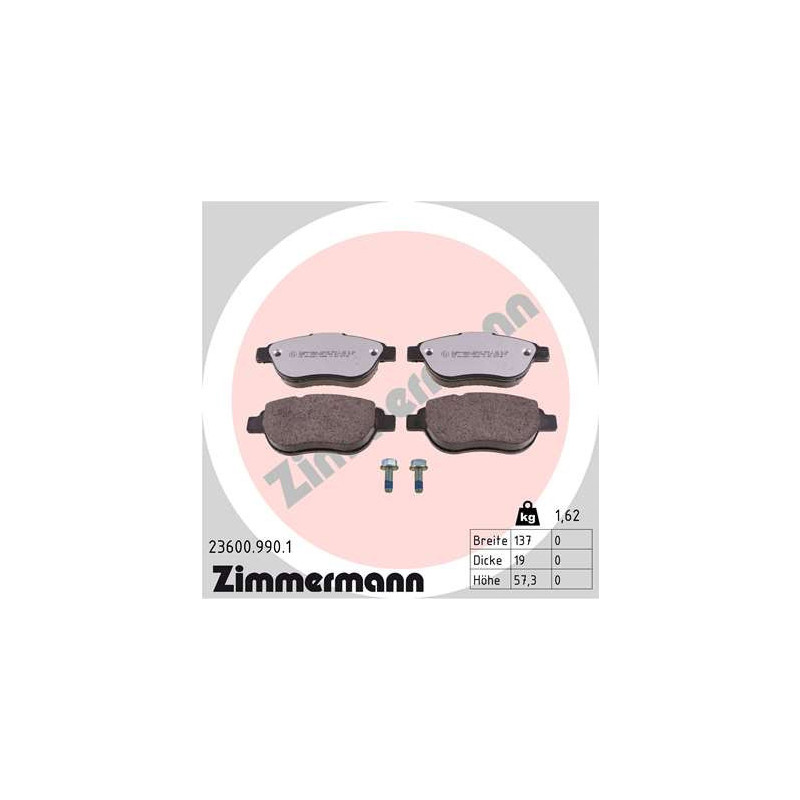 ZIMMERMANN 23600.990.1 Brzdové destičky Přední pro