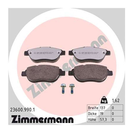 ZIMMERMANN 23600.990.1 Klocki hamulcowe Przód dla