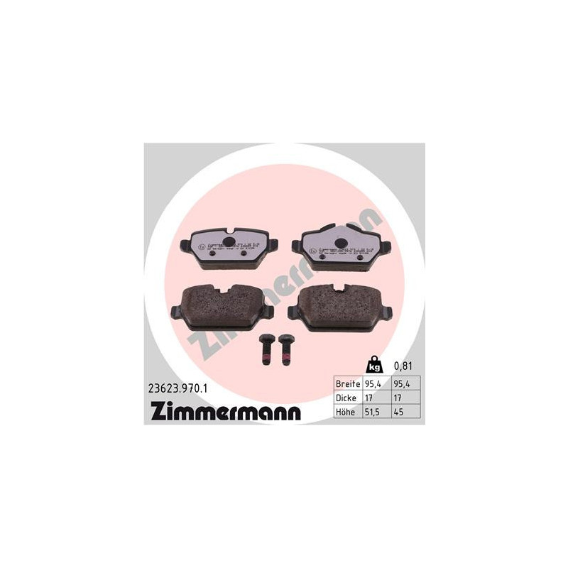 ZIMMERMANN 23623.970.1 Brake Pads Set Rear for