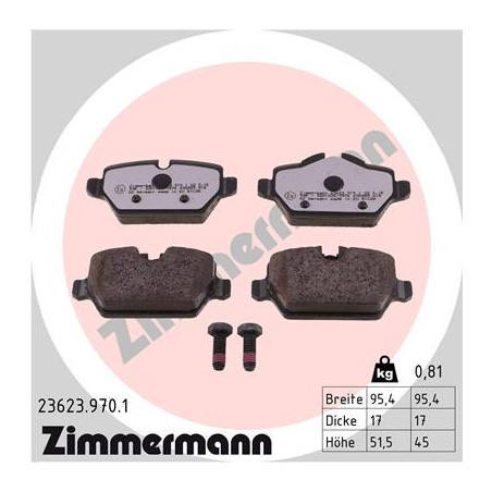 ZIMMERMANN 23623.970.1 Brzdové destičky Zadní pro