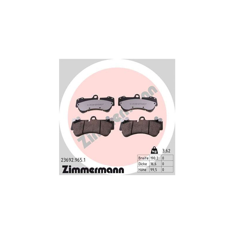 ZIMMERMANN 23692.965.1 Plaquettes de frein Avant pour