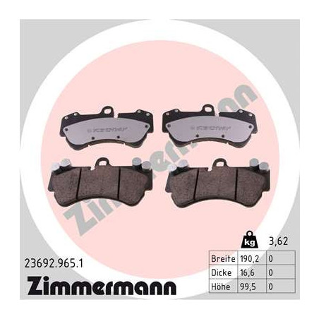 ZIMMERMANN 23692.965.1 Plaquettes de frein Avant pour