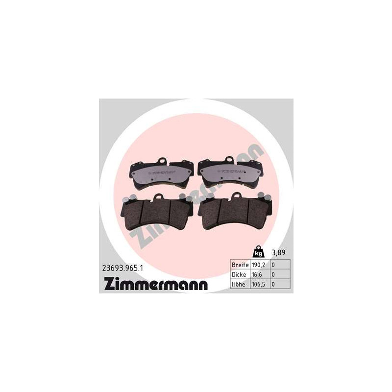 ZIMMERMANN 23693.965.1 Brzdové destičky Přední pro