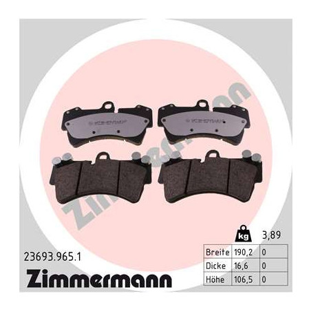 ZIMMERMANN 23693.965.1 Plaquettes de frein Avant pour