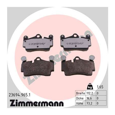 ZIMMERMANN 23694.965.1 Plaquettes de frein Arrière pour