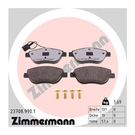 ZIMMERMANN 23708.990.1 Plaquettes de frein Avant pour