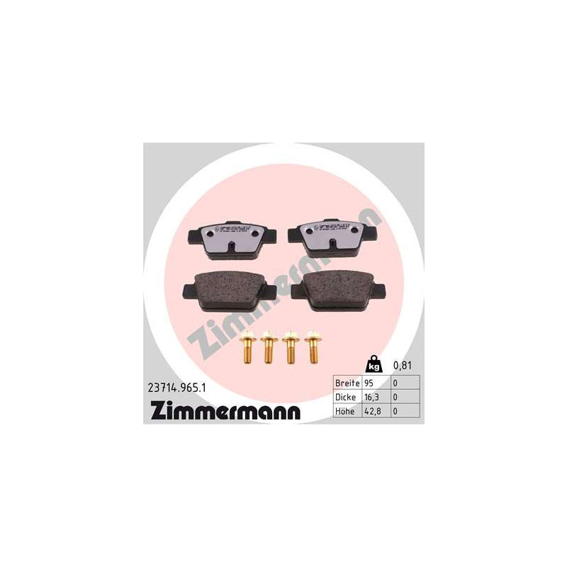 ZIMMERMANN 23714.965.1 Bremsbeläge Hinten für