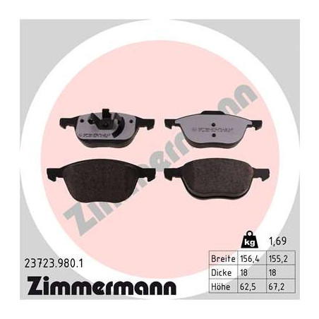 ZIMMERMANN 23723.980.1 Brzdové platničky Predné pre