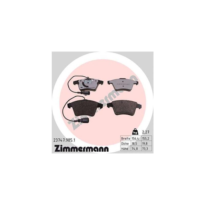 ZIMMERMANN 23747.985.1 Klocki hamulcowe Przód dla