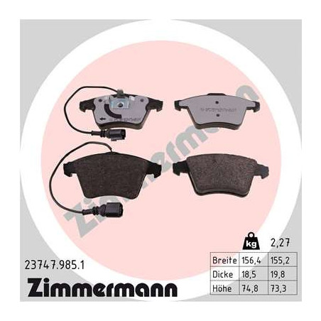 ZIMMERMANN 23747.985.1 Brzdové destičky Přední pro