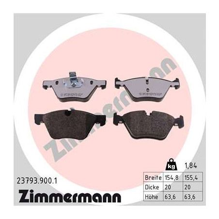 ZIMMERMANN 23793.900.1 Pastillas de freno Delantero para