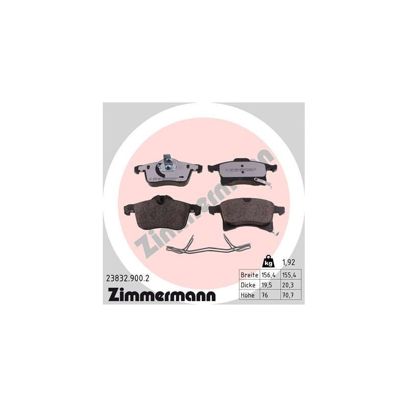 ZIMMERMANN 23832.900.2 Brake Pads Set Front for