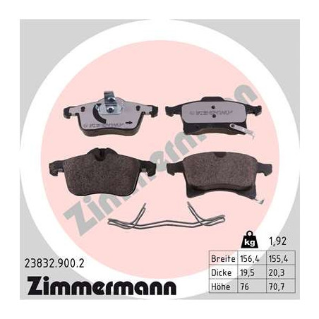 ZIMMERMANN 23832.900.2 Pastillas de freno Delantero para