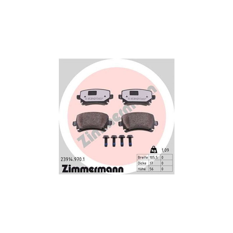 ZIMMERMANN 23914.970.1 Brzdové destičky Zadní pro