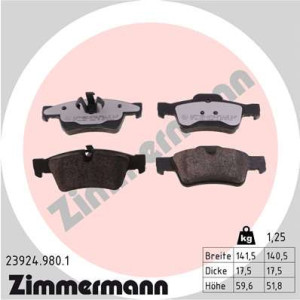 ZIMMERMANN 23924.980.1 Klocki hamulcowe Tył dla
