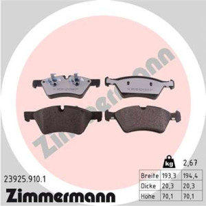 ZIMMERMANN 23925.910.1 Plaquettes de frein Avant pour