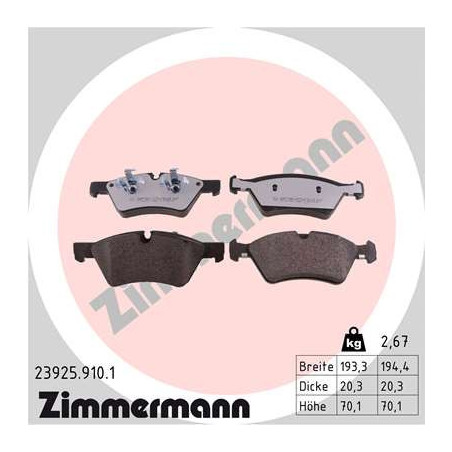 ZIMMERMANN 23925.910.1 Klocki hamulcowe Przód dla