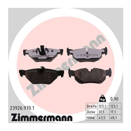 ZIMMERMANN 23926.970.1 Bremsbeläge Hinten für
