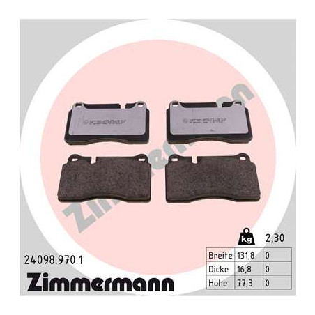 ZIMMERMANN 24098.970.1 Pastillas de freno Delantero para
