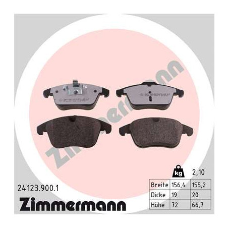 ZIMMERMANN 24123.900.1 Brake Pads Set Front for