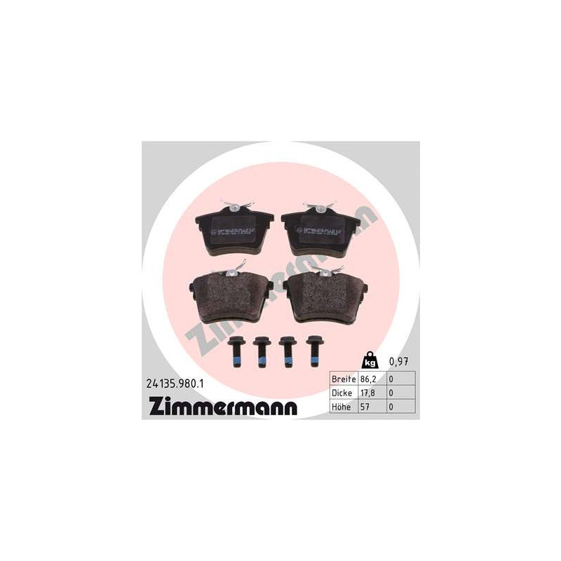 ZIMMERMANN 24135.980.1 Brake Pads Set