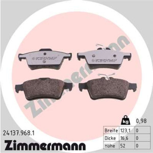 ZIMMERMANN 24137.968.1 Brake Pads Set Rear for