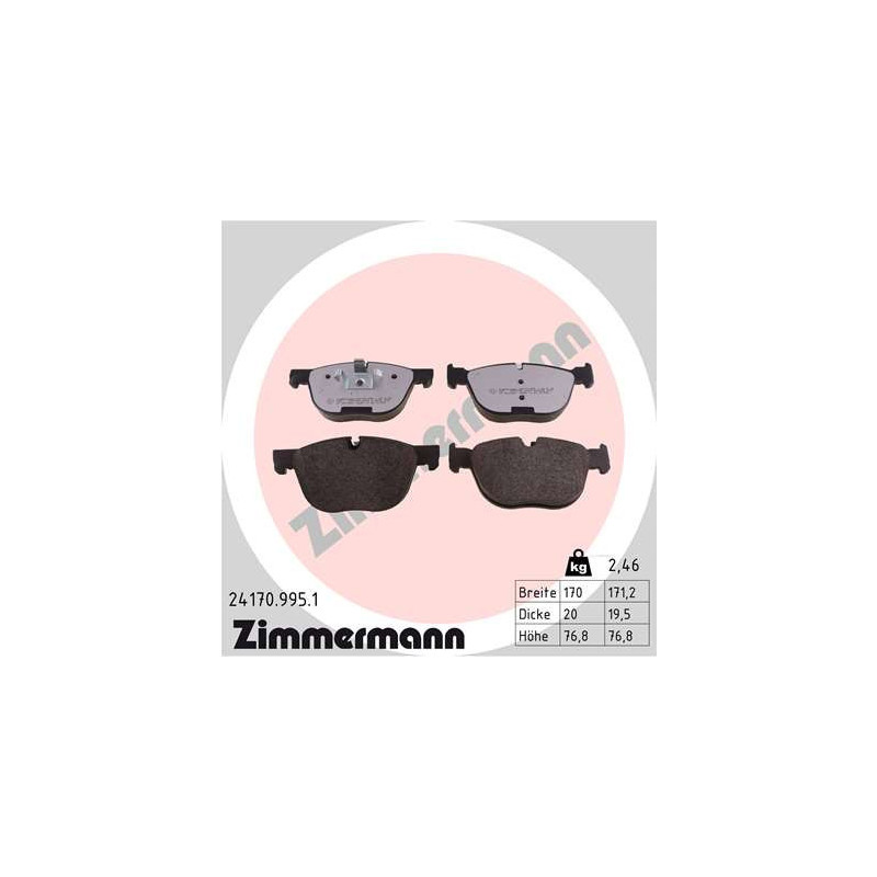 ZIMMERMANN 24170.995.1 Brzdové platničky Predné pre