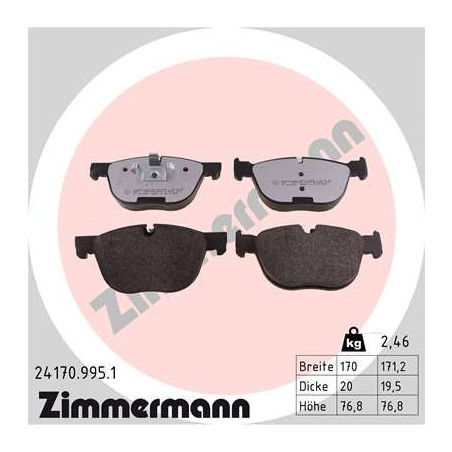 ZIMMERMANN 24170.995.1 Brzdové destičky Přední pro