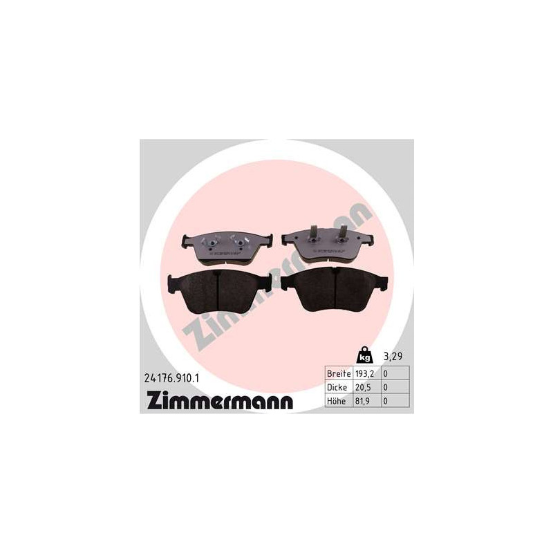 ZIMMERMANN 24176.910.1 Klocki hamulcowe Przód dla