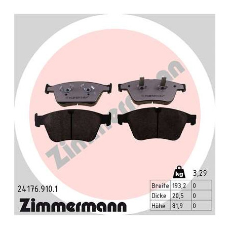 ZIMMERMANN 24176.910.1 Plaquettes de frein Avant pour