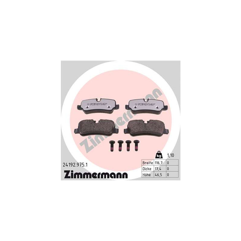 ZIMMERMANN 24192.975.1 Brake Pads Set Rear for
