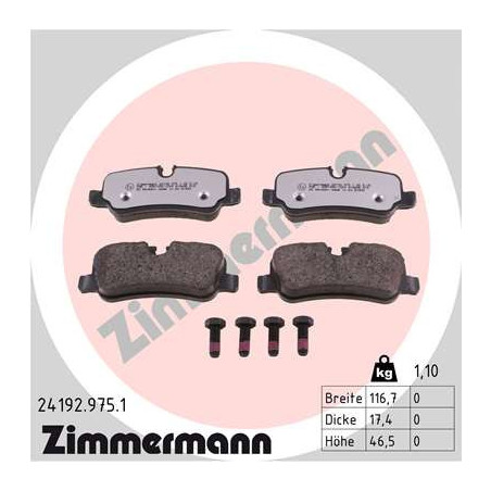 ZIMMERMANN 24192.975.1 Brake Pads Set Rear for