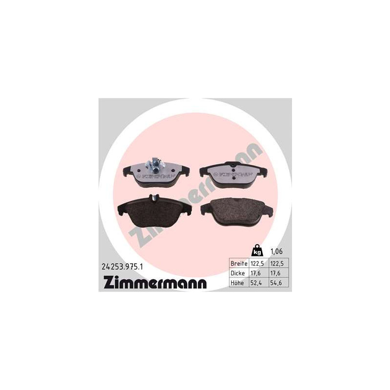 ZIMMERMANN 24253.975.1 Brzdové destičky Zadní pro