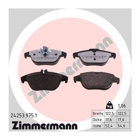 ZIMMERMANN 24253.975.1 Klocki hamulcowe Tył dla
