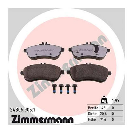 ZIMMERMANN 24306.905.1 Brake Pads Set Front for