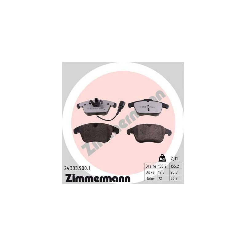 ZIMMERMANN 24333.900.1 Bremsbeläge Vorne für
