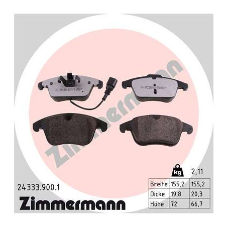 ZIMMERMANN 24333.900.1 Bremsbeläge Vorne für