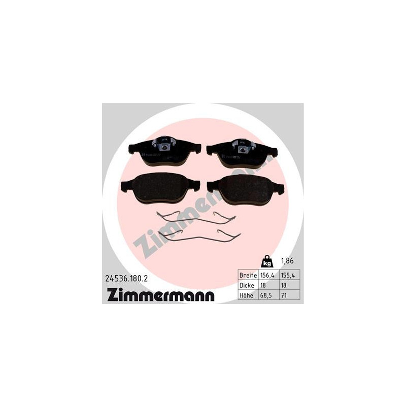 ZIMMERMANN 24536.180.2 Klocki hamulcowe Przód dla