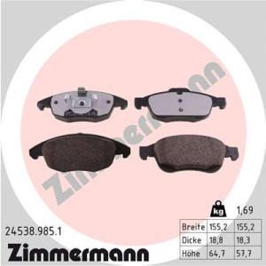 ZIMMERMANN 24538.985.1 Pastillas de freno Delantero para