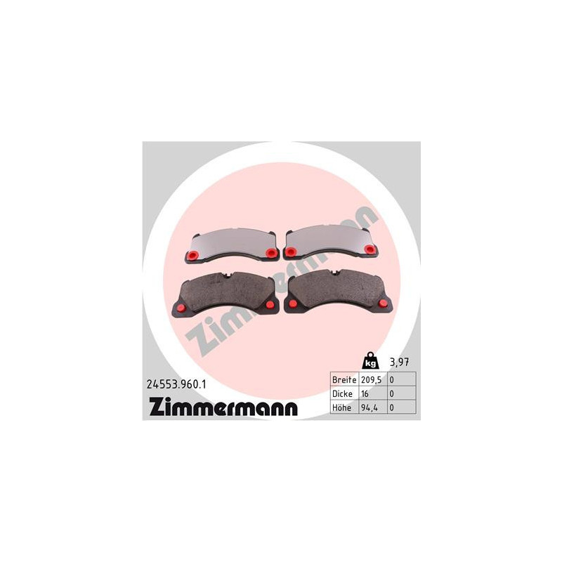 ZIMMERMANN 24553.960.1 Brzdové destičky Přední pro