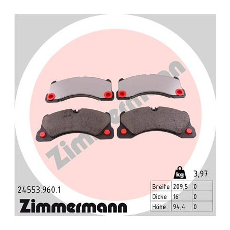 ZIMMERMANN 24553.960.1 Brzdové destičky Přední pro