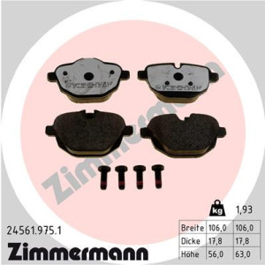 ZIMMERMANN 24561.975.1 Pastillas de freno Trasero para