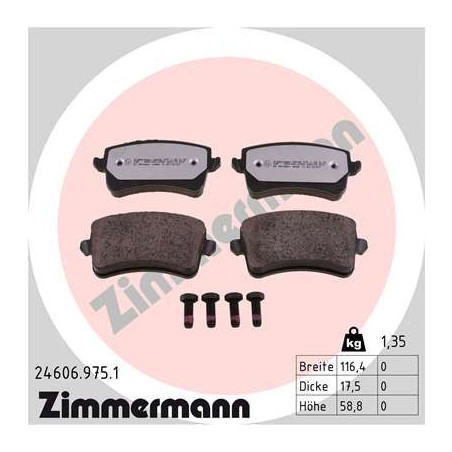 ZIMMERMANN 24606.975.1 Brake Pads Set Rear for