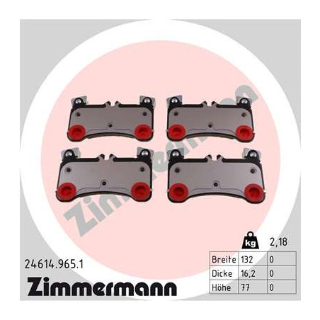ZIMMERMANN 24614.965.1 Pastillas de freno Trasero para