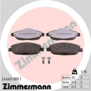ZIMMERMANN 24660.980.1 Pastiglie freno Anteriore per