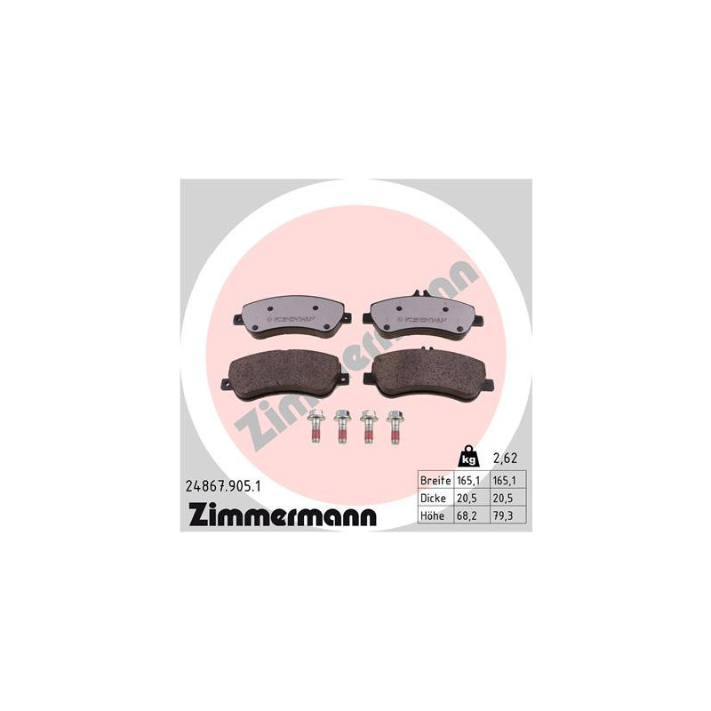 ZIMMERMANN 24867.905.1 Brzdové destičky Přední pro