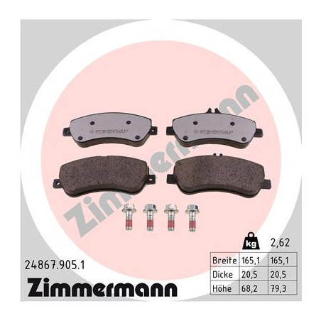 ZIMMERMANN 24867.905.1 Brzdové destičky Přední pro