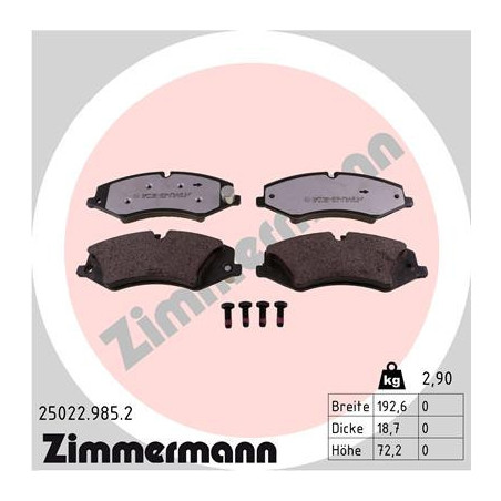 ZIMMERMANN 25022.985.2 Brake Pads Set Front for