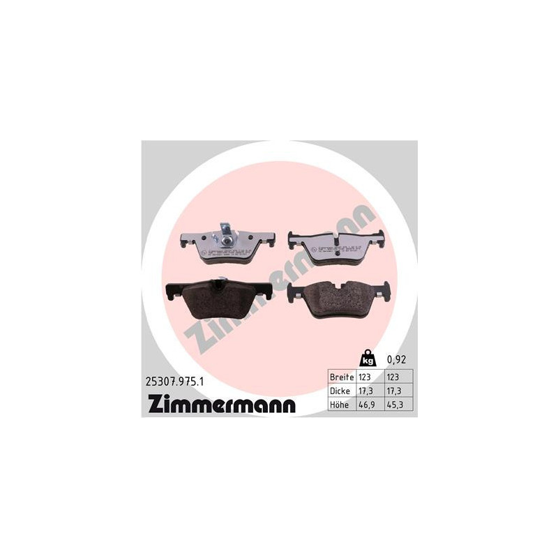 ZIMMERMANN 25307.975.1 Klocki hamulcowe Tył dla